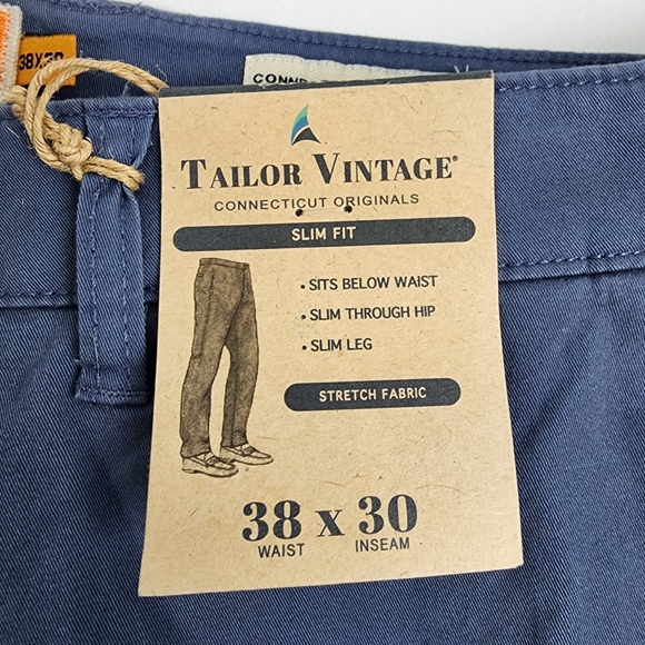 Tailor Vintage Pants Mens 38x30 Connecticut Originals Classic Vintage Indigo NWT - Picture 10 of 13